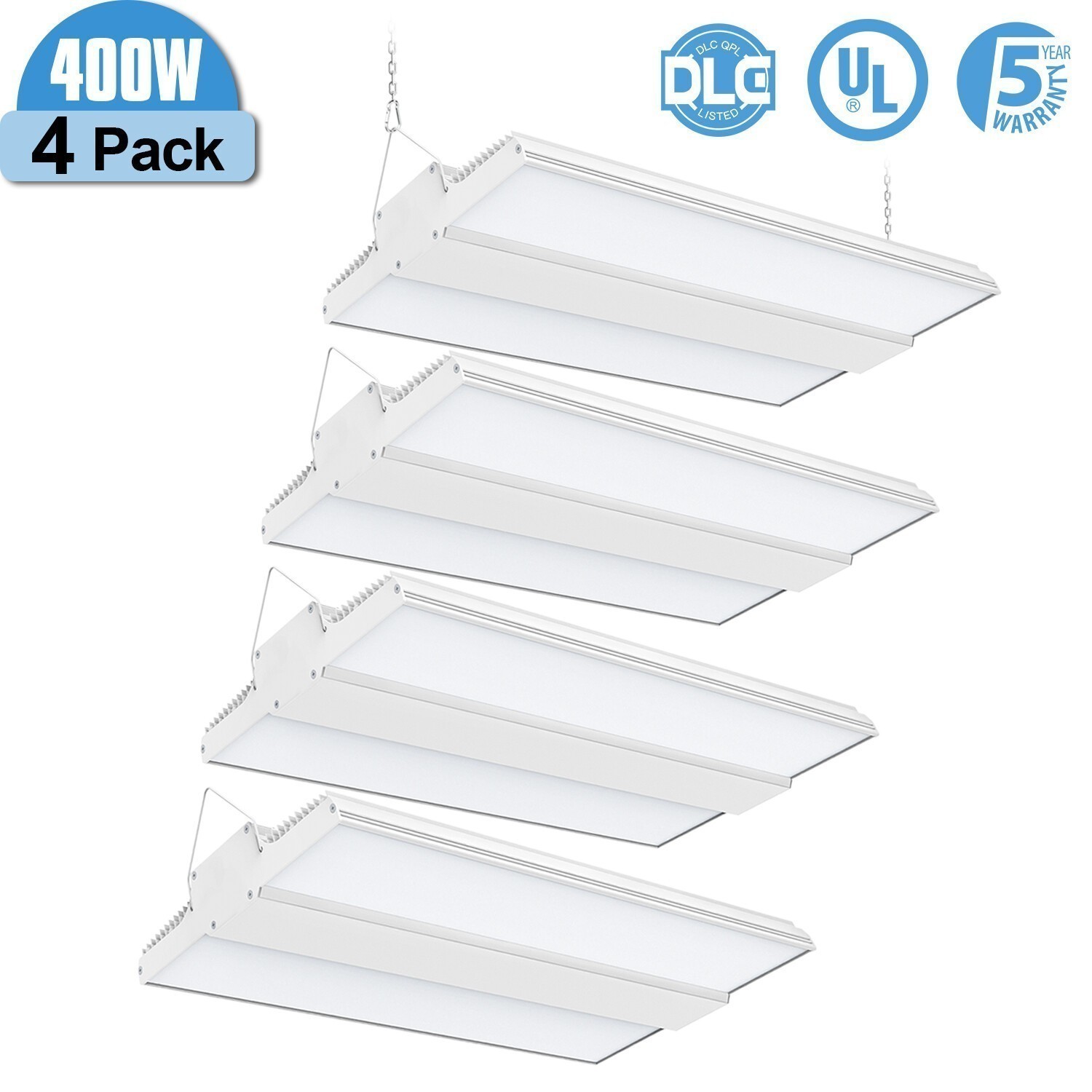 4X 400W LED Linear High Bay Light, 60000LM Commercial Shop Lights Fixture 5000K
