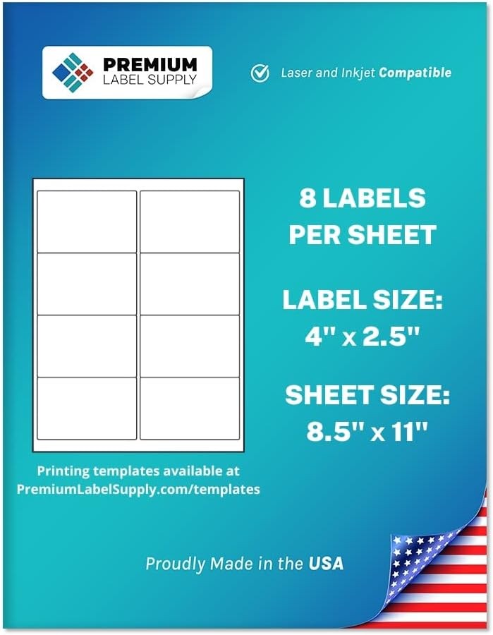 Premium Label Supply White Sticker Labels 4×2.5 200 Total