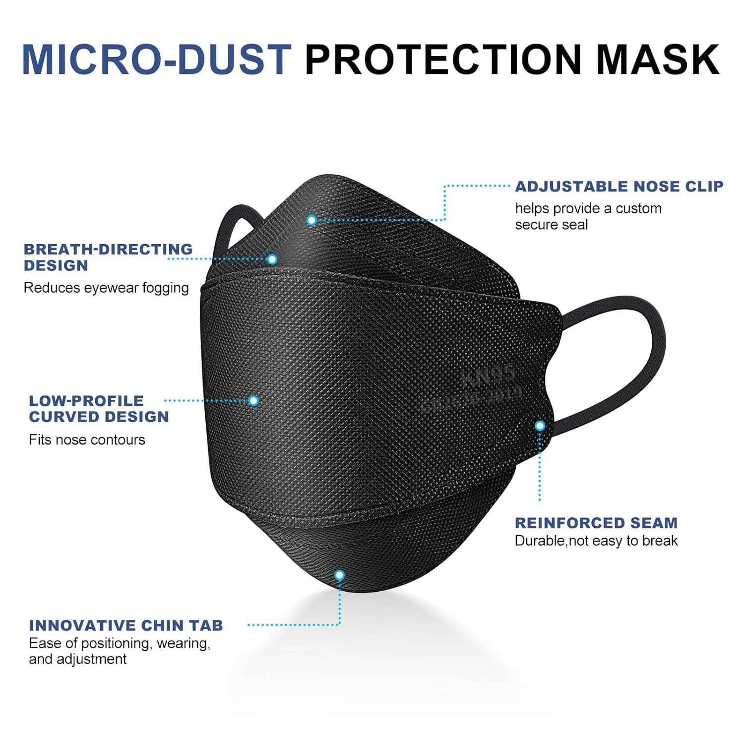 KN95 Face Mask Disposable Adults – 100 Pack 5 Layer Protection Adjustable KN95 M