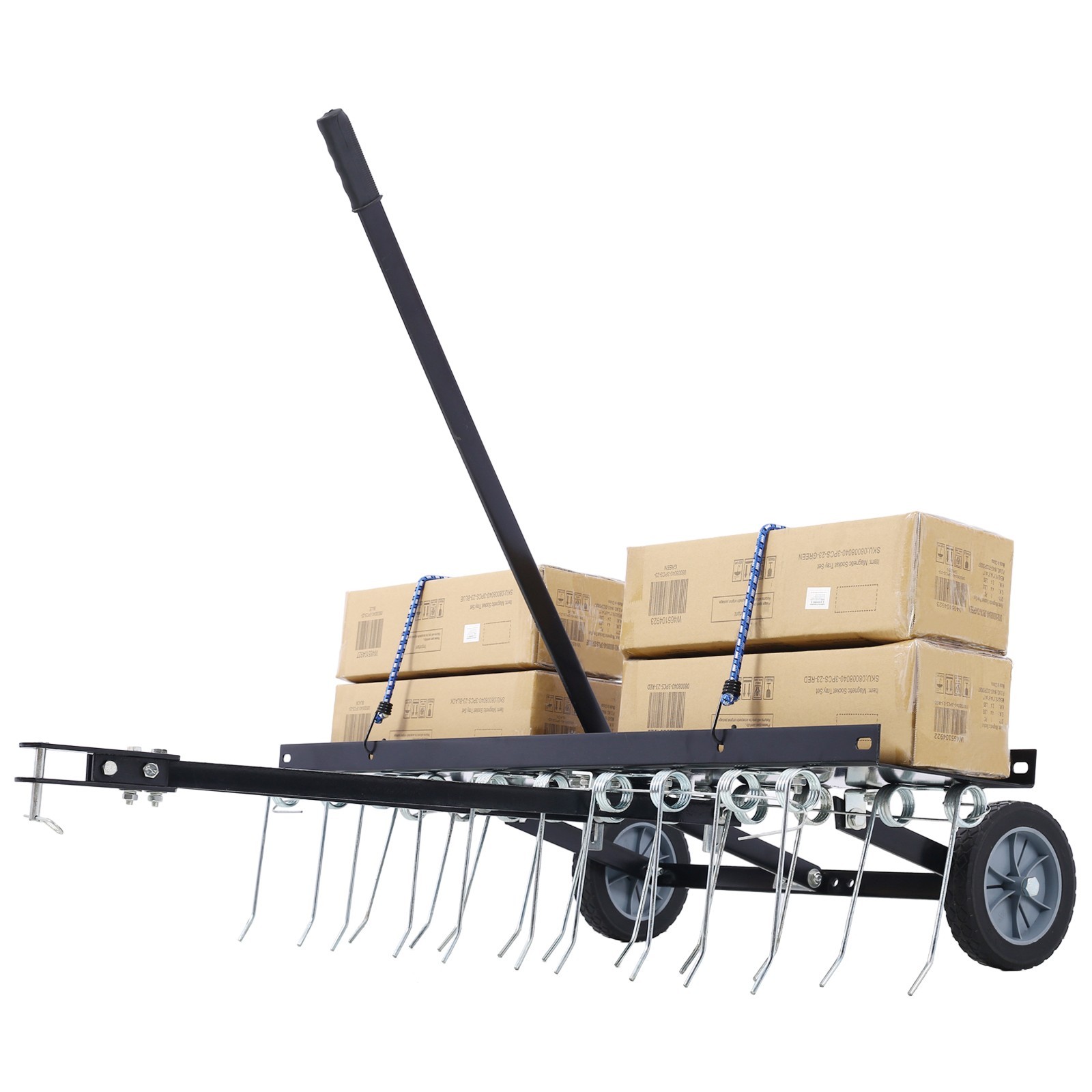 40″Dethatcher Tow Behind Lawn Rake Lawn Sweeper Height Adjustable Lawn Care Tool