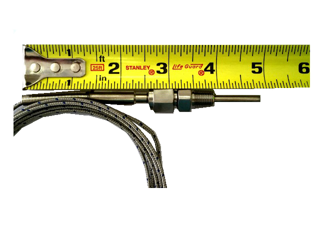 Temp Thermocouple K type, stainless Steel Probe, 12 ft (3.66M)
