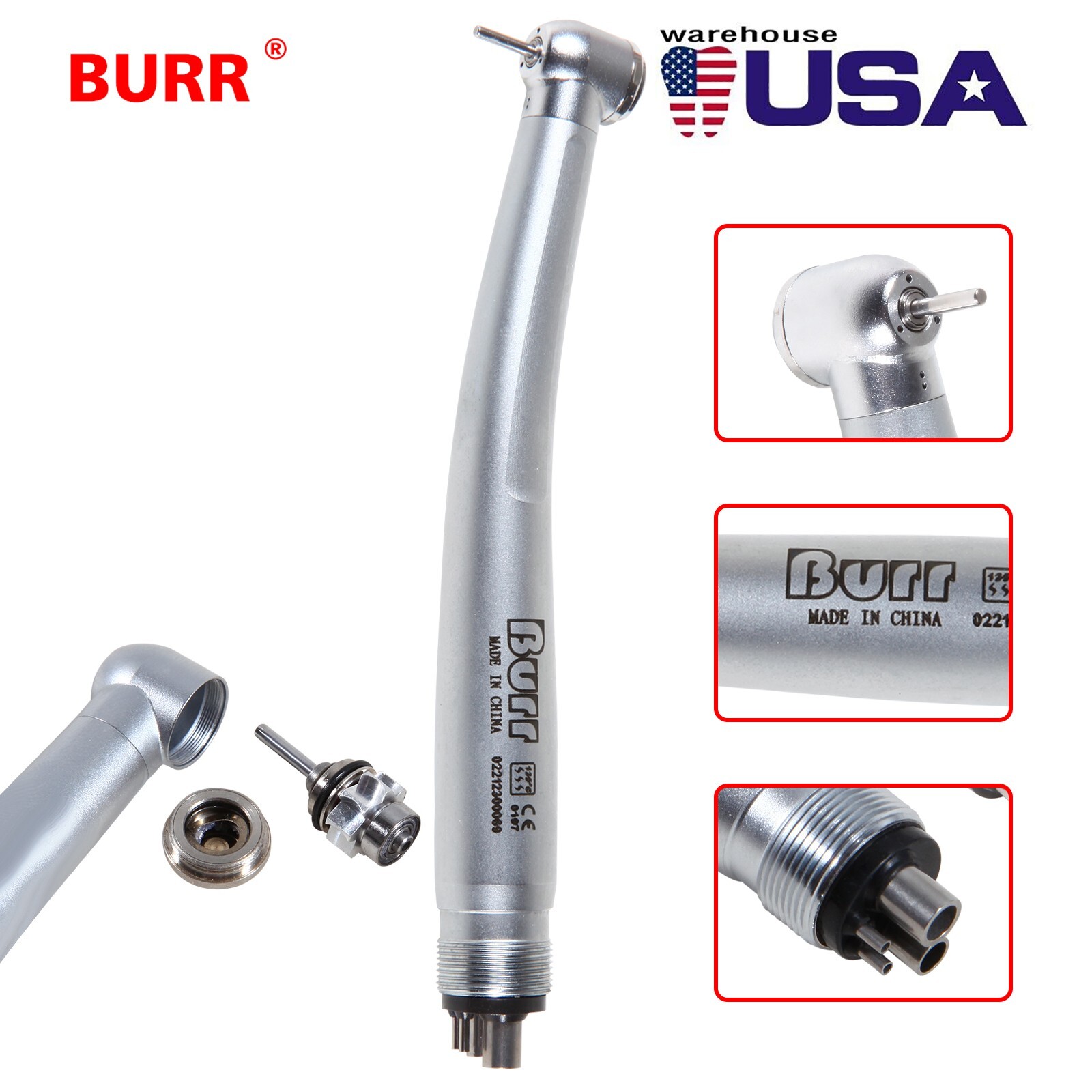 Dental Standard High Speed Handpiece 4 Holes Push Button Midwest