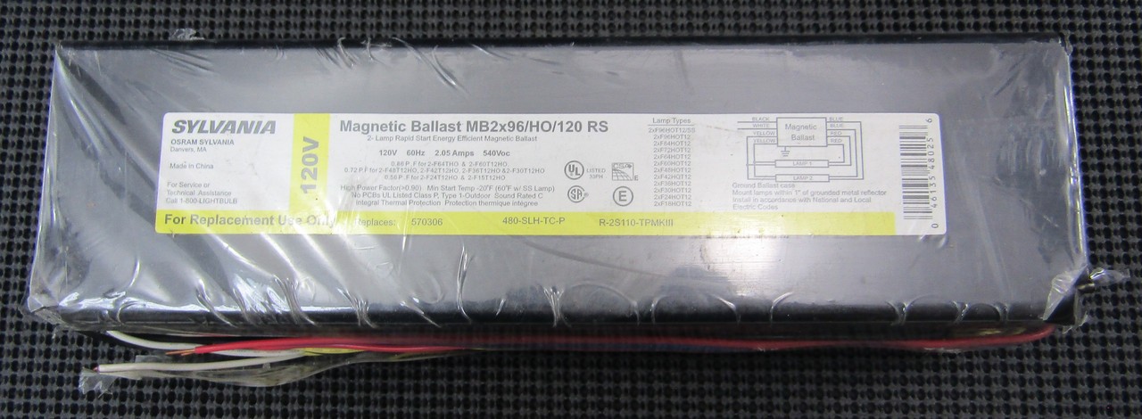 SYLVANIA MB2x96/HO/120 RS 120V 60HZ 2.05A MAGNETIC BALLAST – FACTORY SEALED