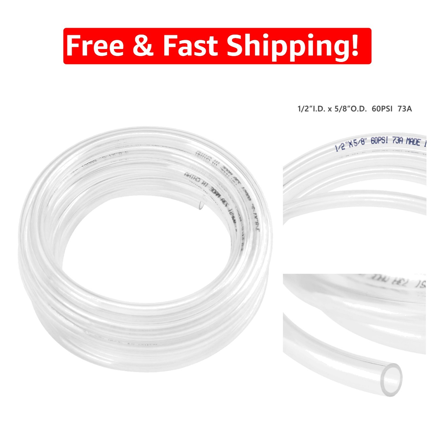 Lightweight Clear Vinyl Hose – 1/2 Inch ID, 10 Feet, Ideal for Aquariums