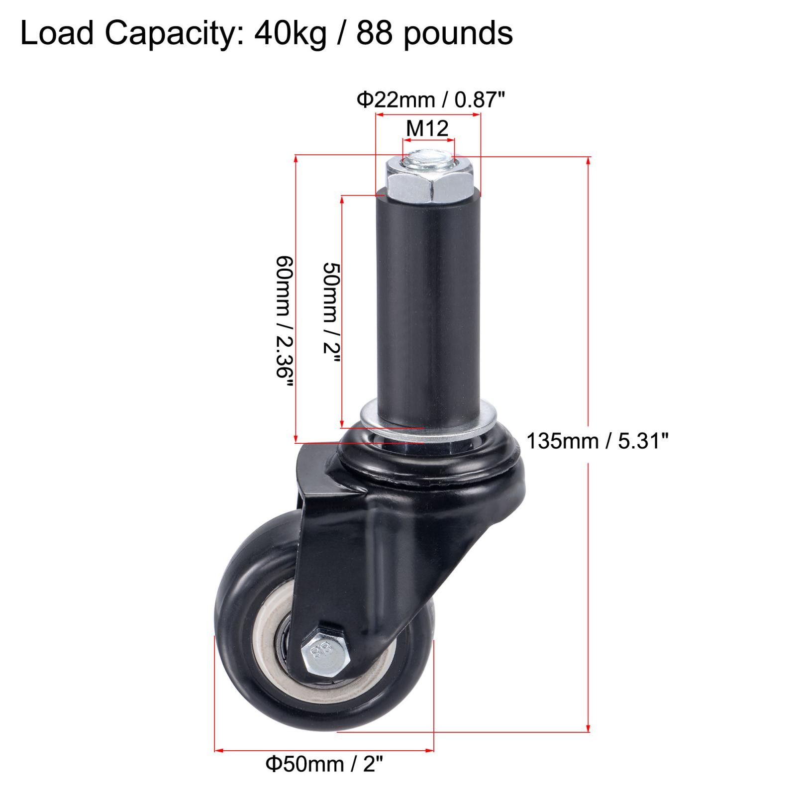 4pcs Swivel Expanding Stem Caster 2″ Diameter 88Lbs Load Capacity
