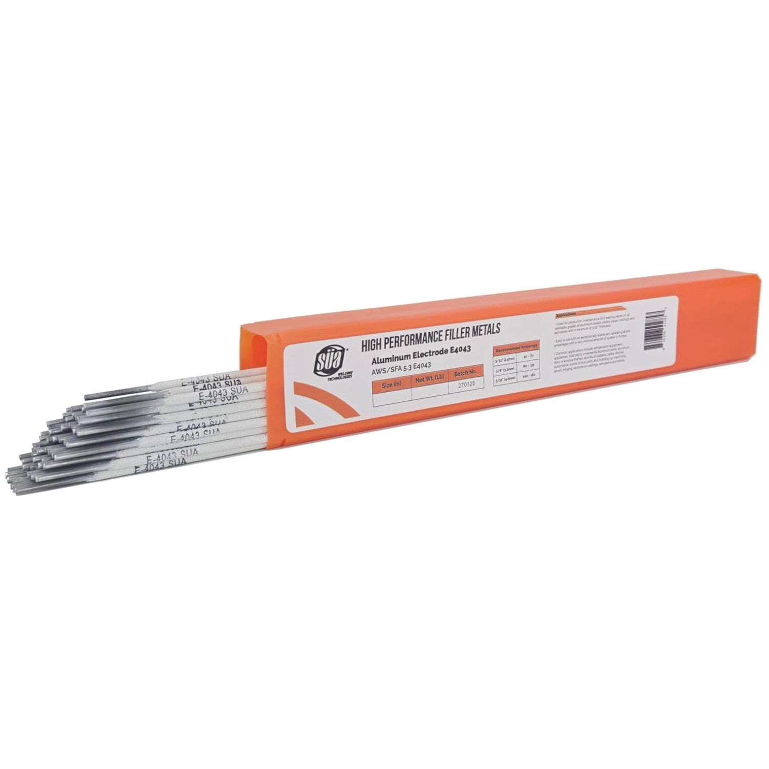 Aluminum E4043 Electrode Rods – 0.5 Lb Pack – 3/32″ Diameter