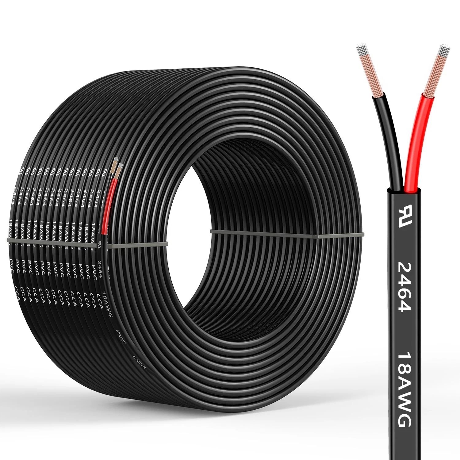 18 Gauge 2 Conductors 30FT Electrical Wire, Flexible Low Voltage PVC Copper