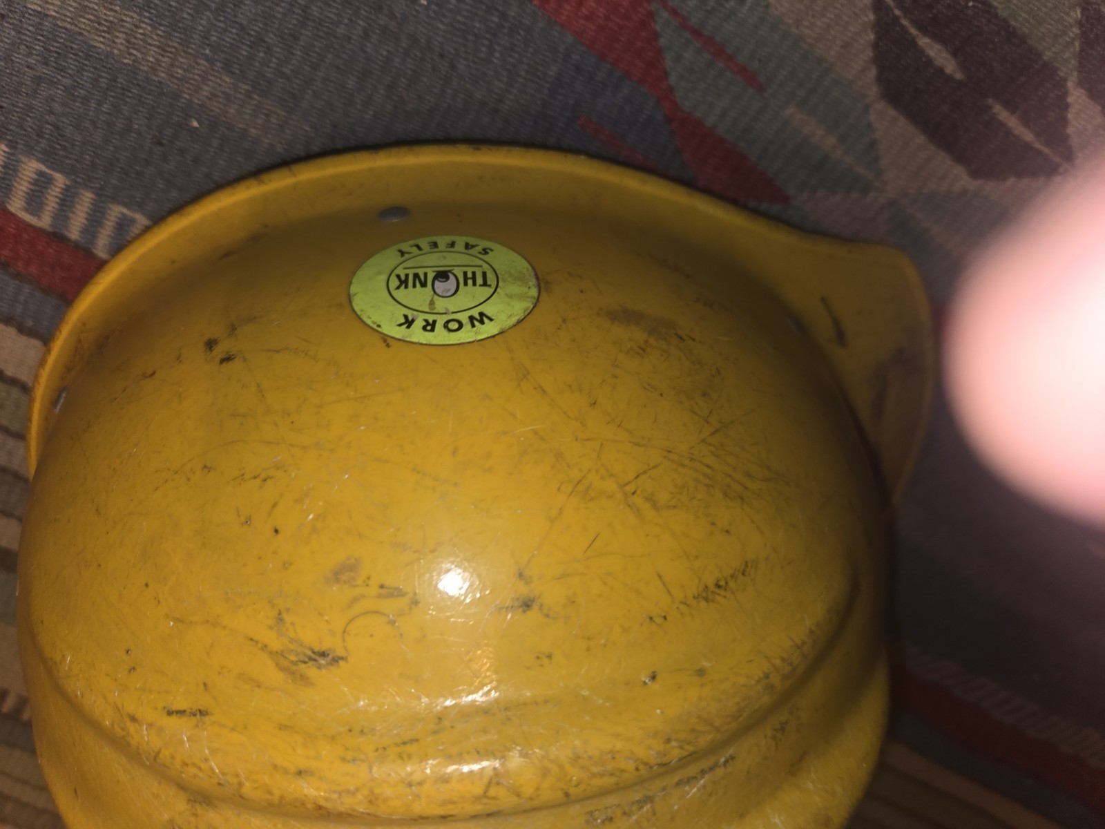 Vintage Original Yellow Bullard 502 Fiberglass Hard Boiled Hard Hat Iron Const.