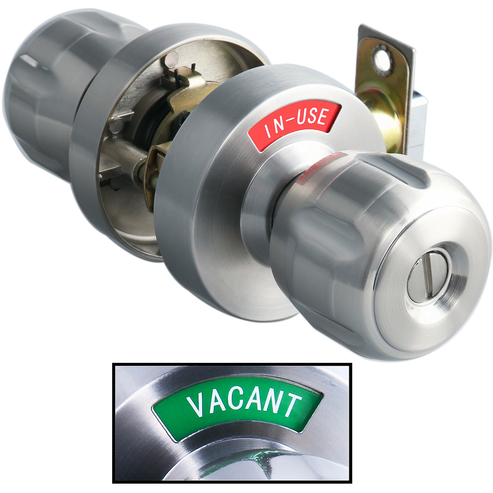 MUTEX BLS2 Bathroom Indicator Privacy Door Knob In-Use Occupied or Vacant Nickel
