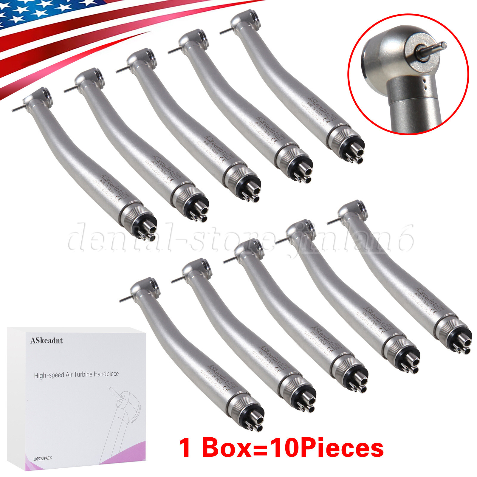 10Pack High Dental Speed Handpiece Push Button 4 Hole ADA4 NEW