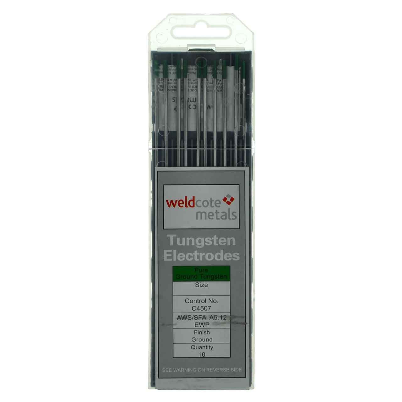 Weldcote TUNG18X7PURE Pure Tungsten Electrode 1/8 X 7″ 10 pack
