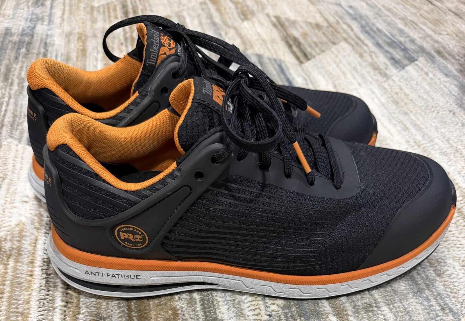 Timberland PRO Anti-Fatigue Technology Work Shoes Black/Orange Lace-Up Low Top