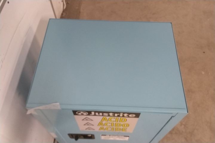 Justrite 891222 12 Gal Storage Capacity Blue Steel Corrosives Safety Cabinet