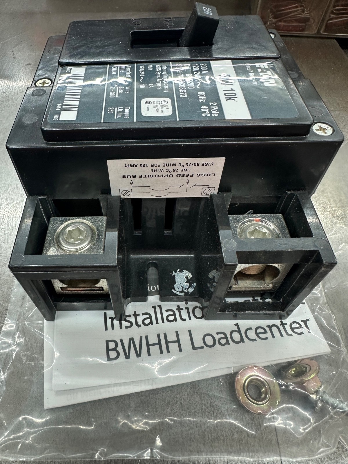 Eaton BW2200 200 Amp Main Circuit Breaker for Type BR Load Centers