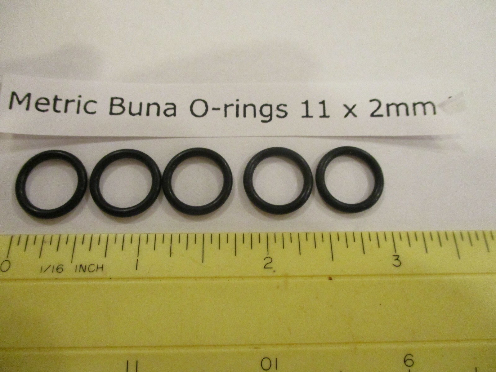 11mm ID x 15mm OD x 2mm thick O-ring. Buna-70. Quan 5.