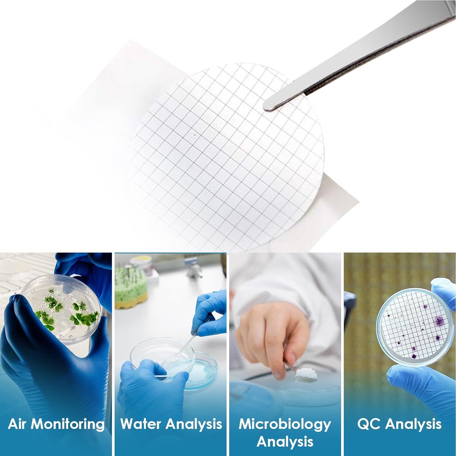 MCE Gridded Membrane Filters, 47mm Diameter, 0.22 um 0.45 μm Pore Size, STERILE