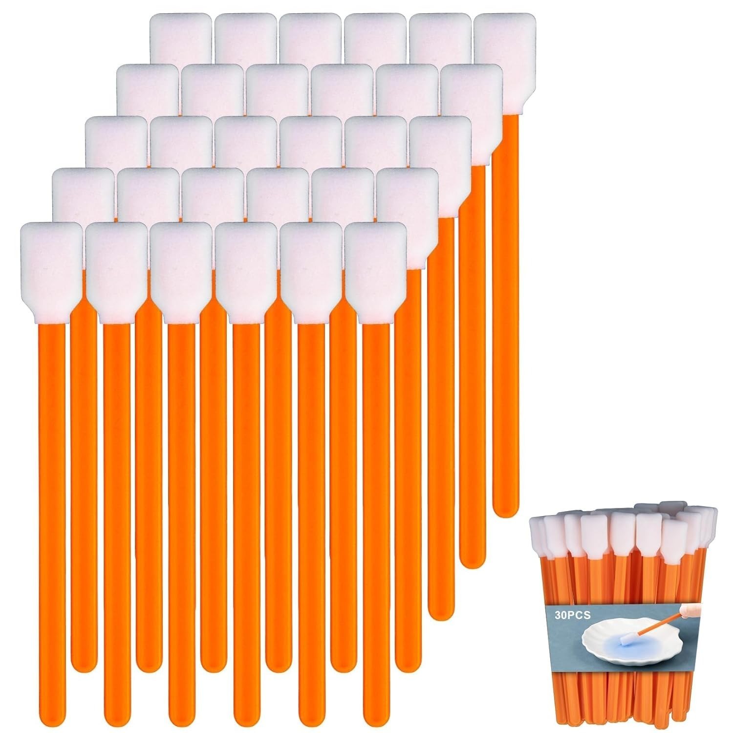 30-Pack Foam Cleaning Swabs 5.09″ – Applicator for Crafts, Printers & Car