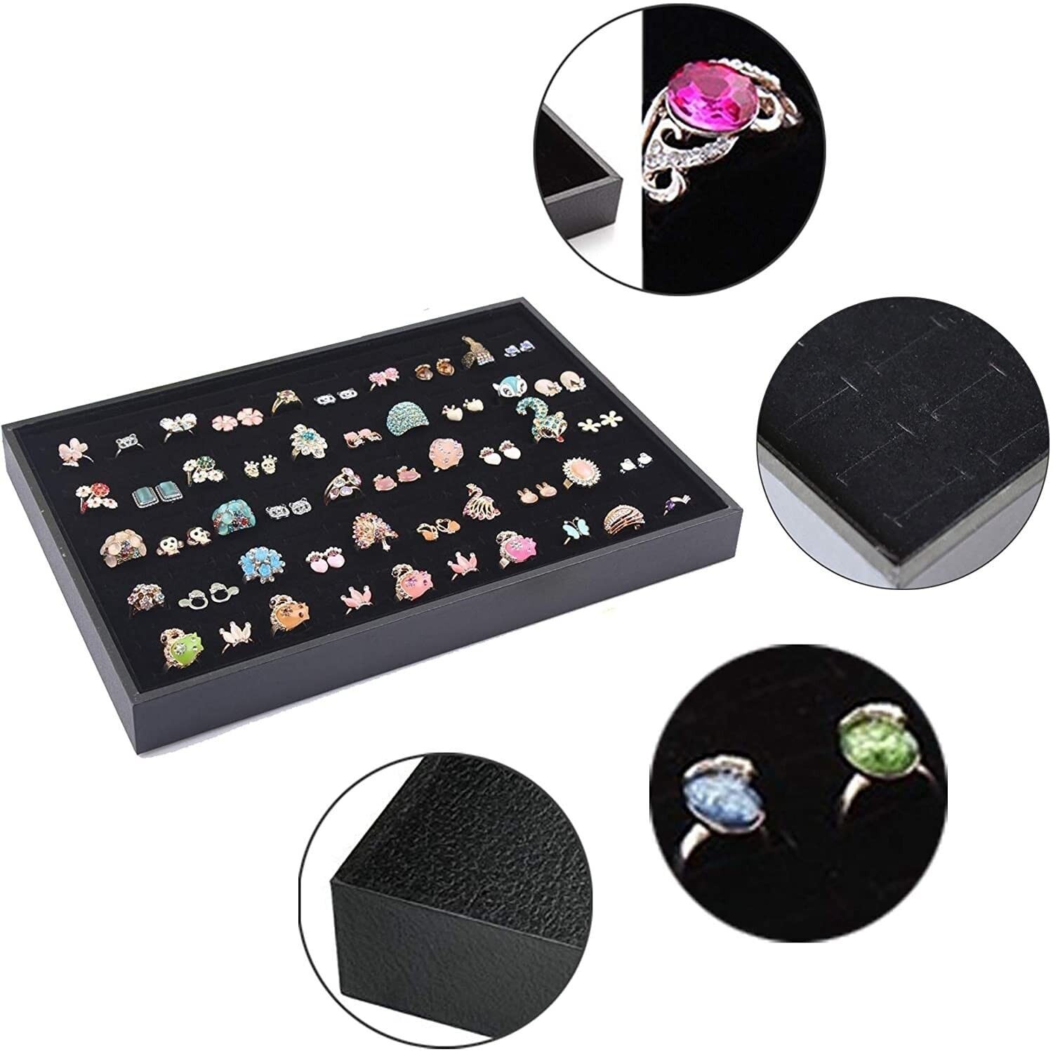 THE PERFECT PART 100 Slots Jewelry Ring 11.42 x 7.48 x 1.47 inches, Black