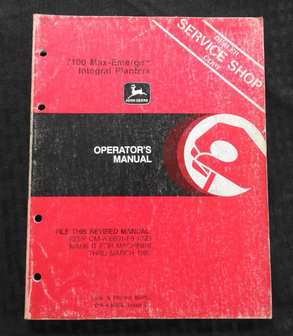 JOHN DEERE 7100 FOLDING MAX-EMERGE INTEGRAL PLANTER OPERATORS MANUAL 8 & 12 ROW