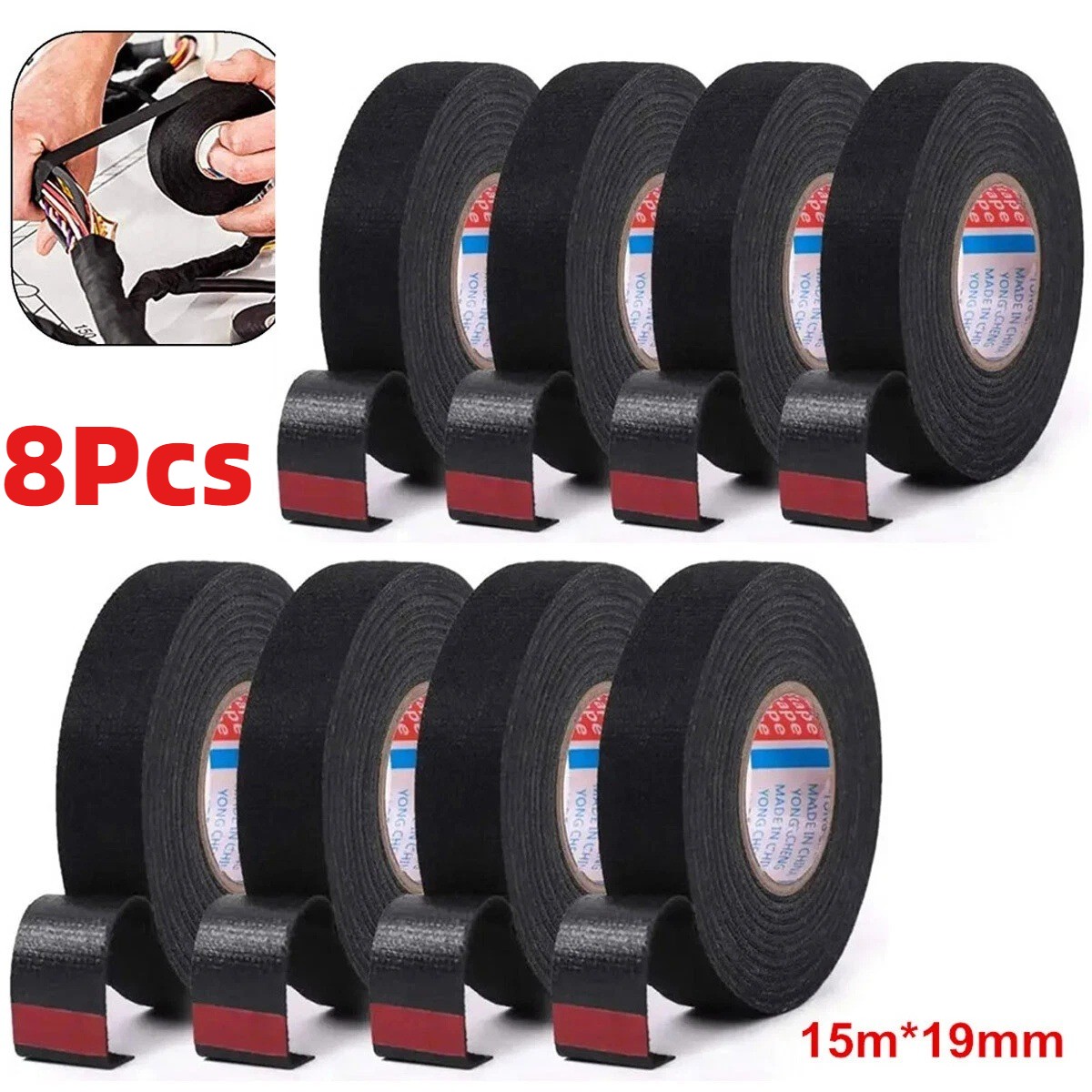 8 Rolls Cloth Tape Wire Electrical Wiring Harness Car Auto SUV truck 19mm*15m US