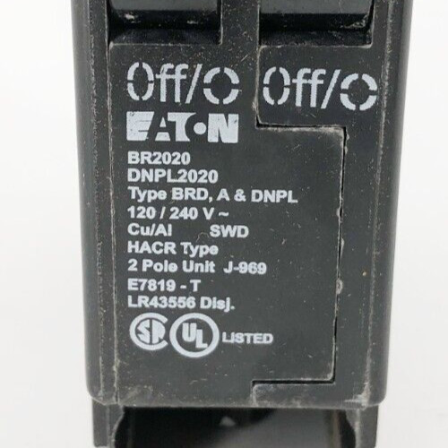 New Eaton BR2020 Tandem Circuit Breaker 20A 120/240V 2-Pole Type BRD DNPL2020