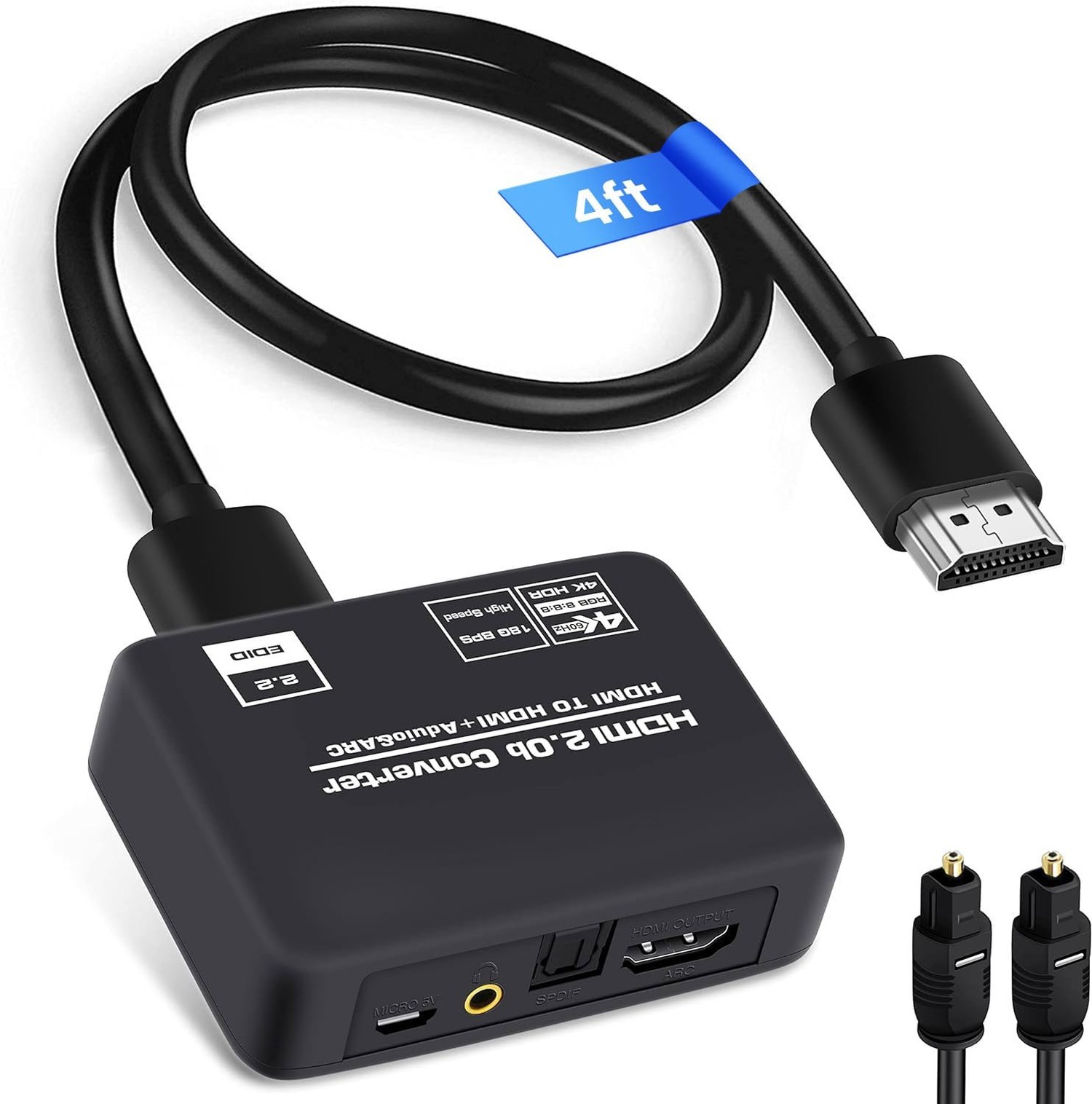 4K@60Hz HDMI 2.0b Audio Extractor Converter Adapter Splitter, HDMI eARC/ARC +…