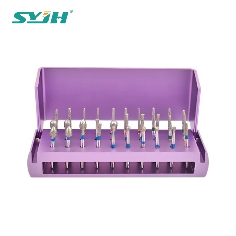 30PcS Dental Diamond Burs Drill+Disinfection Bur Block HighSpeed Handpiece IN US