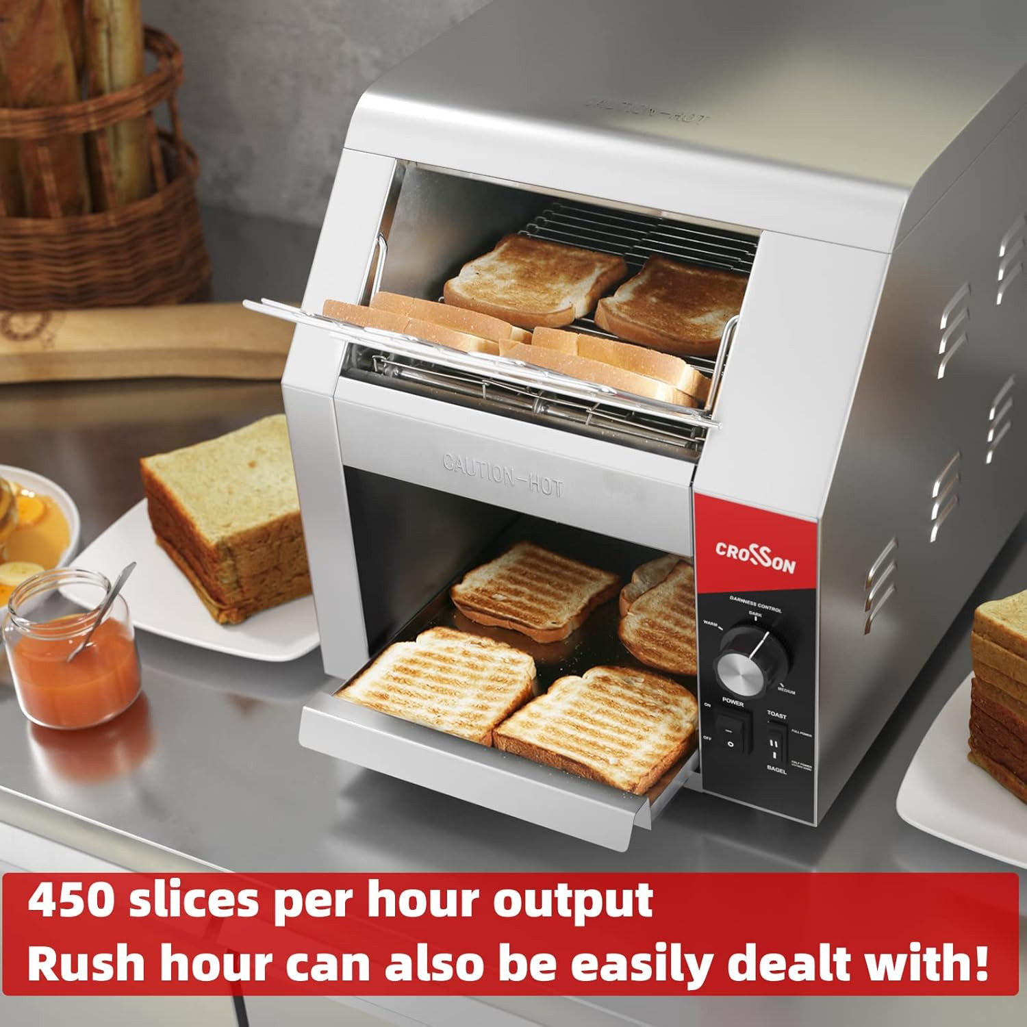 High-Speed ETL Listed Conveyor Toaster for Cafes & Restaurants, 450 Pcs/Hr