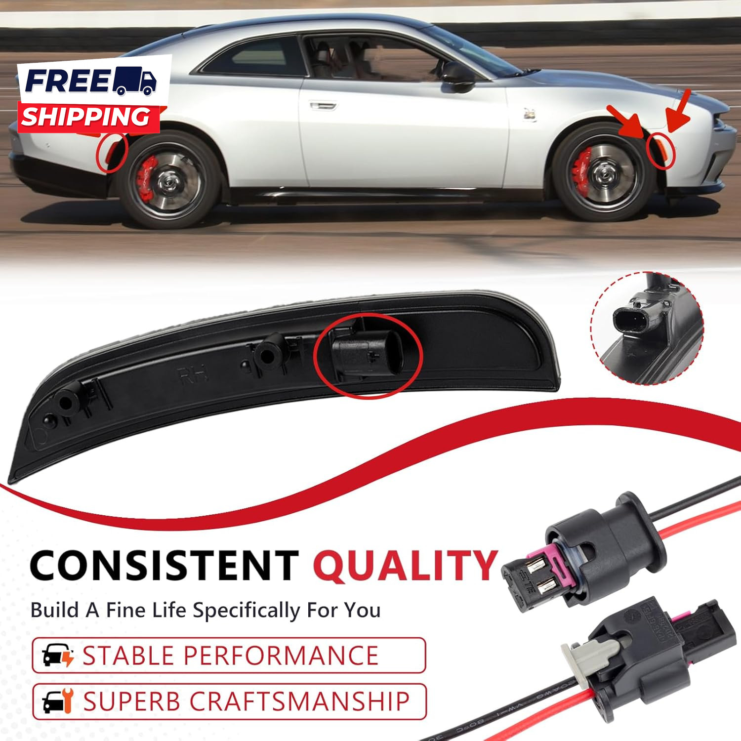 Side Marker Lights Pigtail Connector Wire Harness Fit for Dodge Charger 2015-202