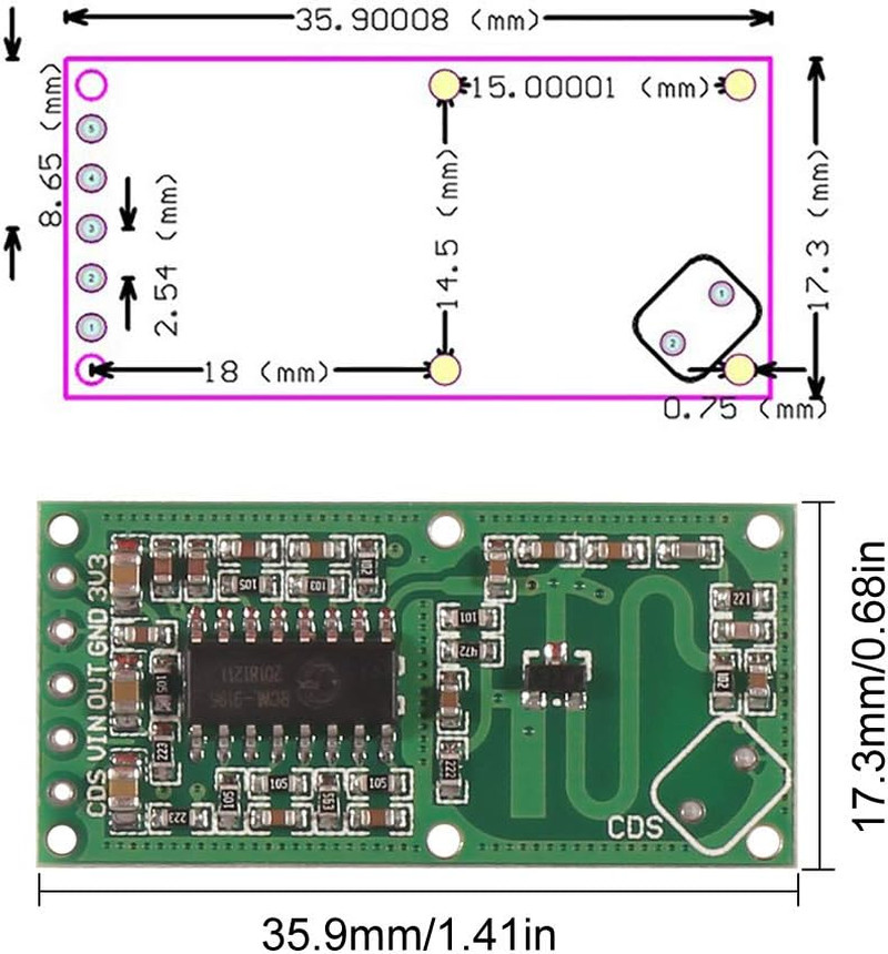 6PCS RCWL-0516 Microwave Radar Motion Sensor Module for Arduino ESP8266 Nodemcu