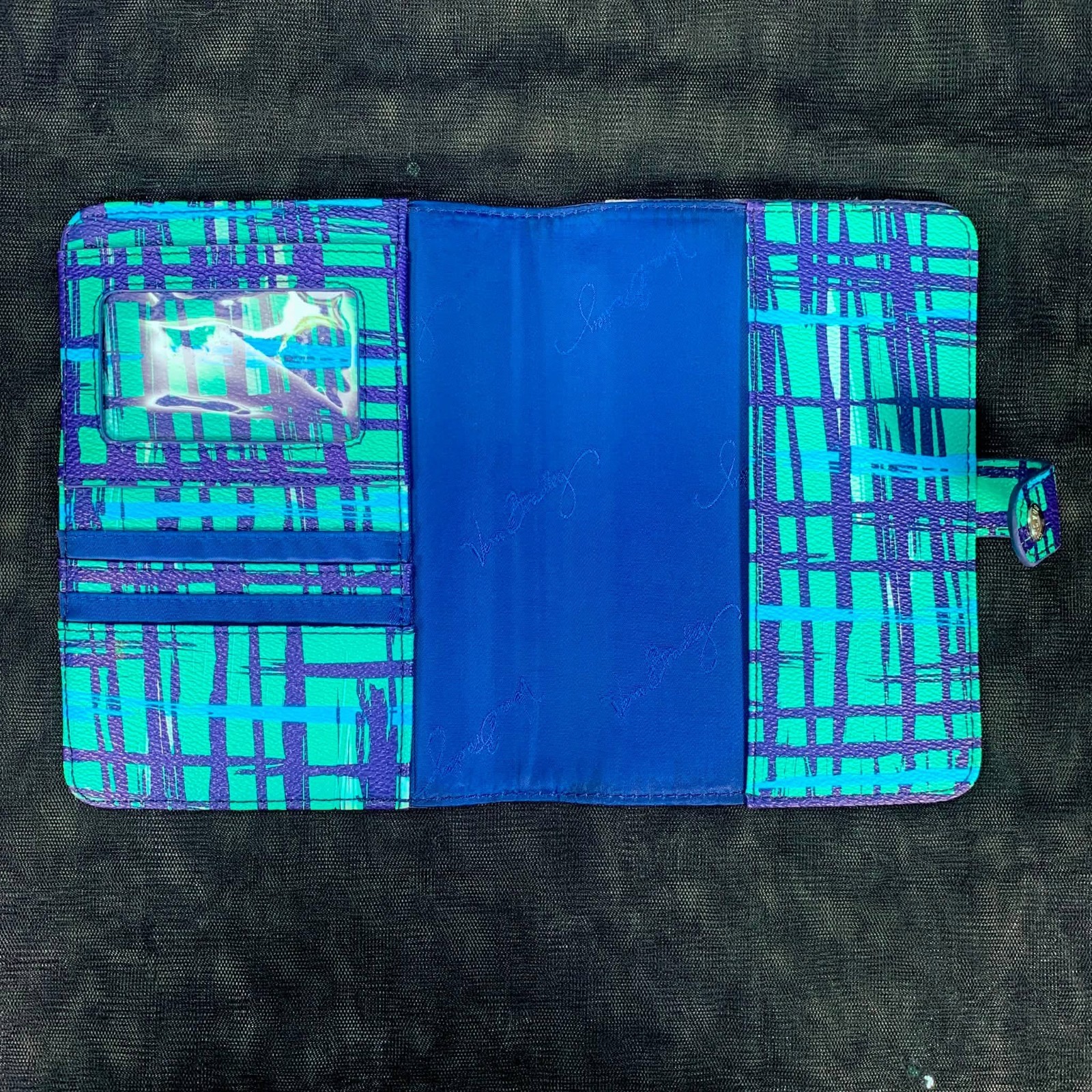 Vera Bradley Navy Teal Art Plaid Pattern Faux Leather Journal Planner No Paper