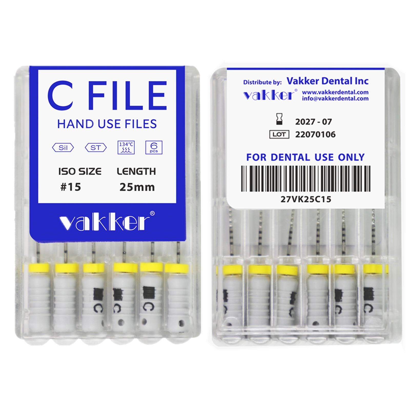 21/25mm 6pc/pk C-FILES Dental Endo Root Canal Files Stainless Steel Hand Use