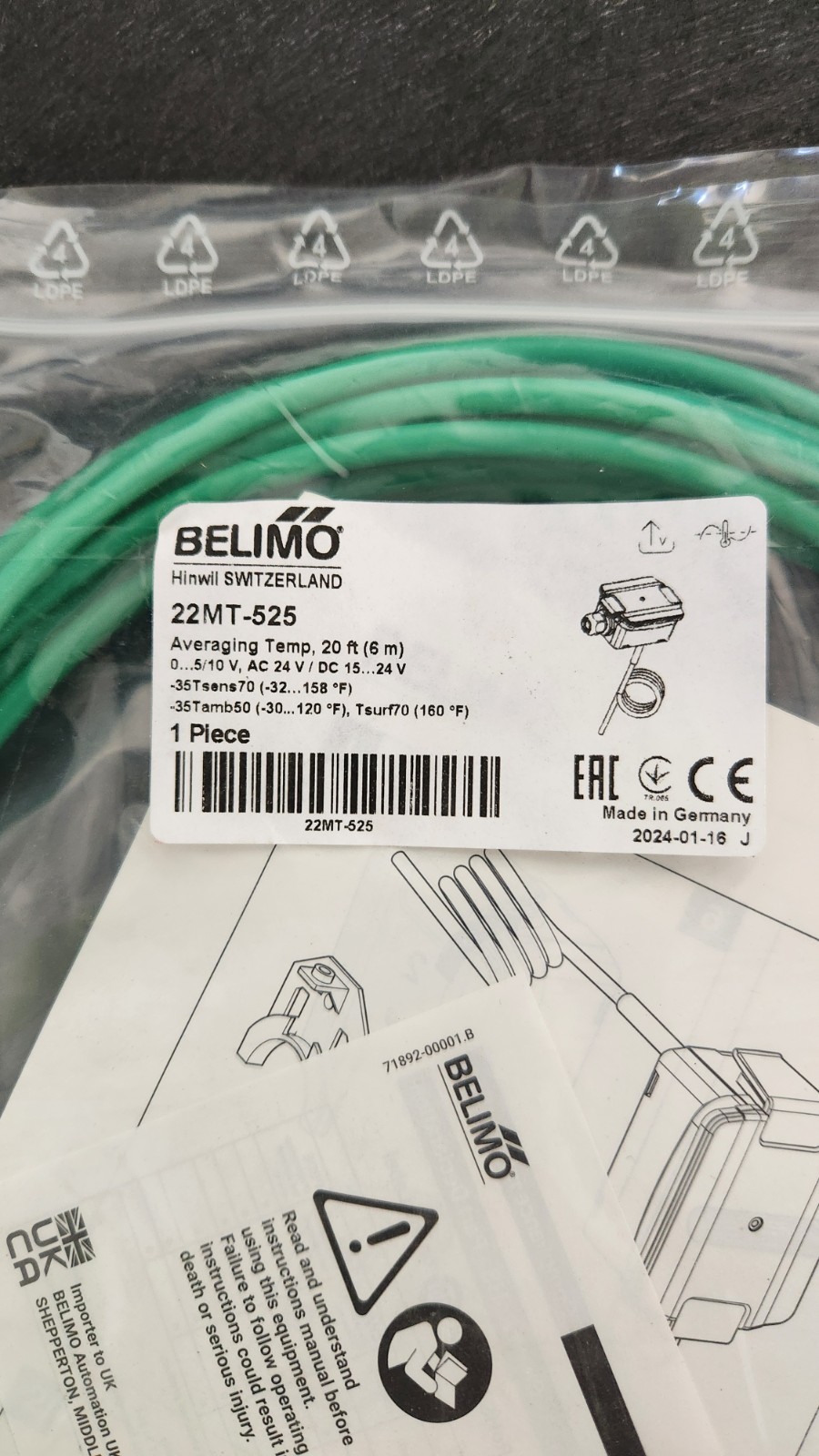 Belimo 22MT-525 Averaging Temperature Sensor New In Box