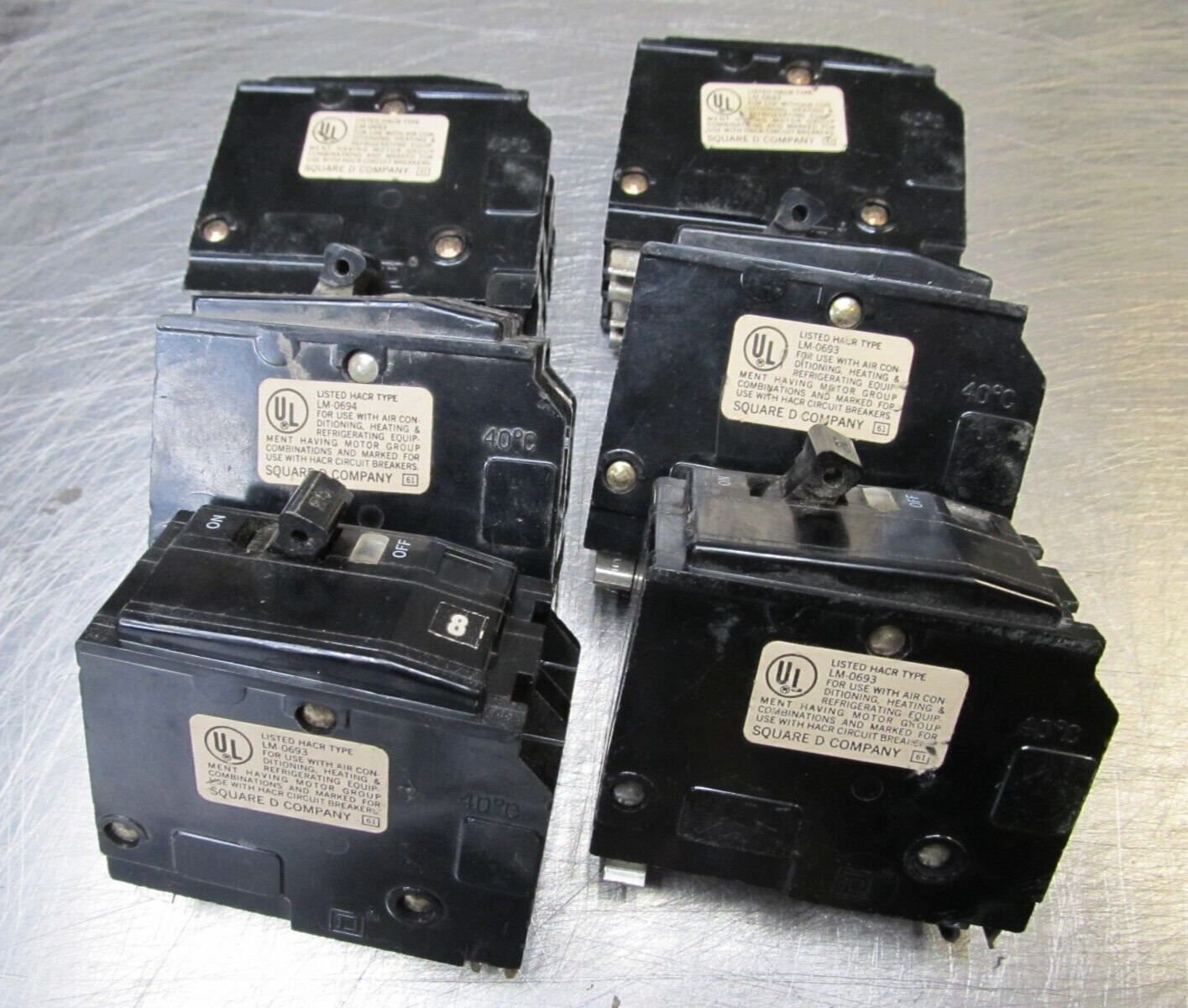 «LOT OF 3» SQUARE D QO220 CIRCUIT BREAKERS 20A 2 POLE PLUG IN STYLE