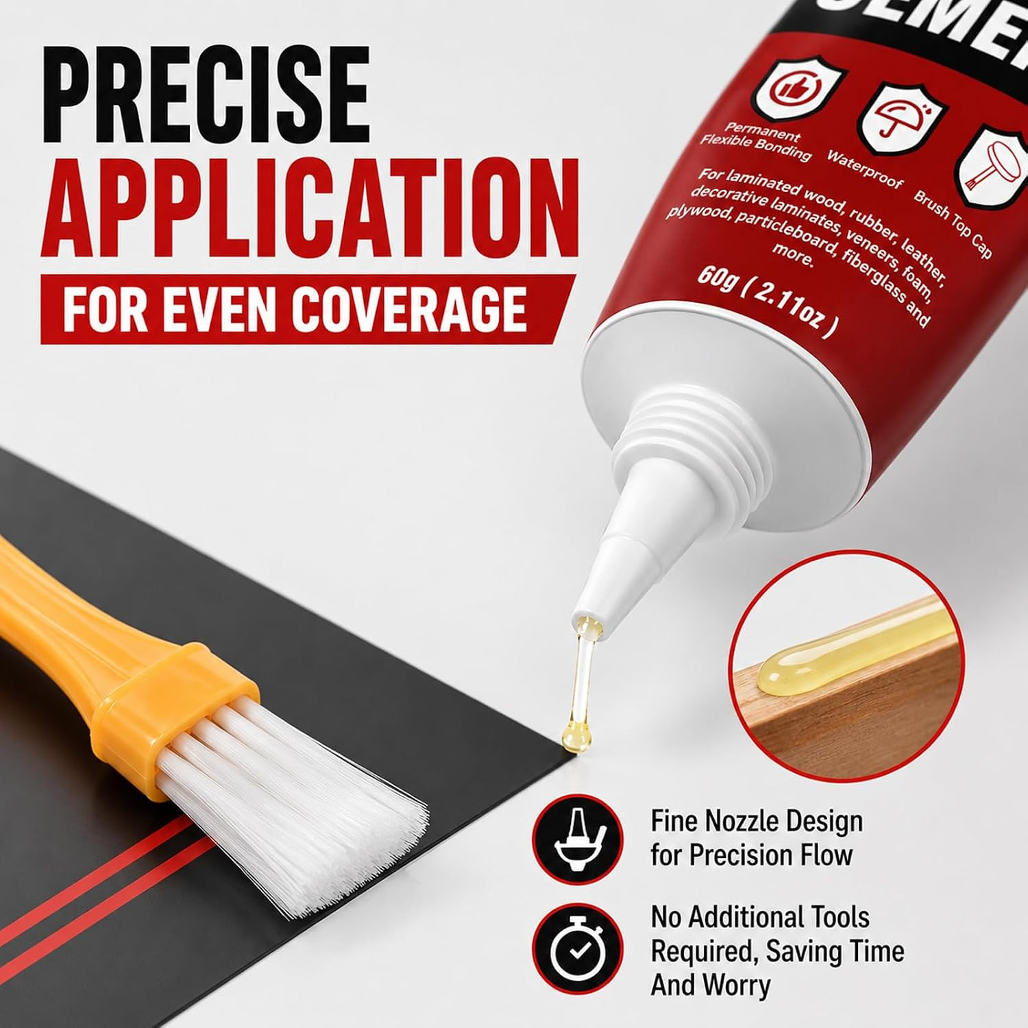 Contact Cement Adhesive 2.11 Oz, High Performance Neoprene Contact Adhesive with