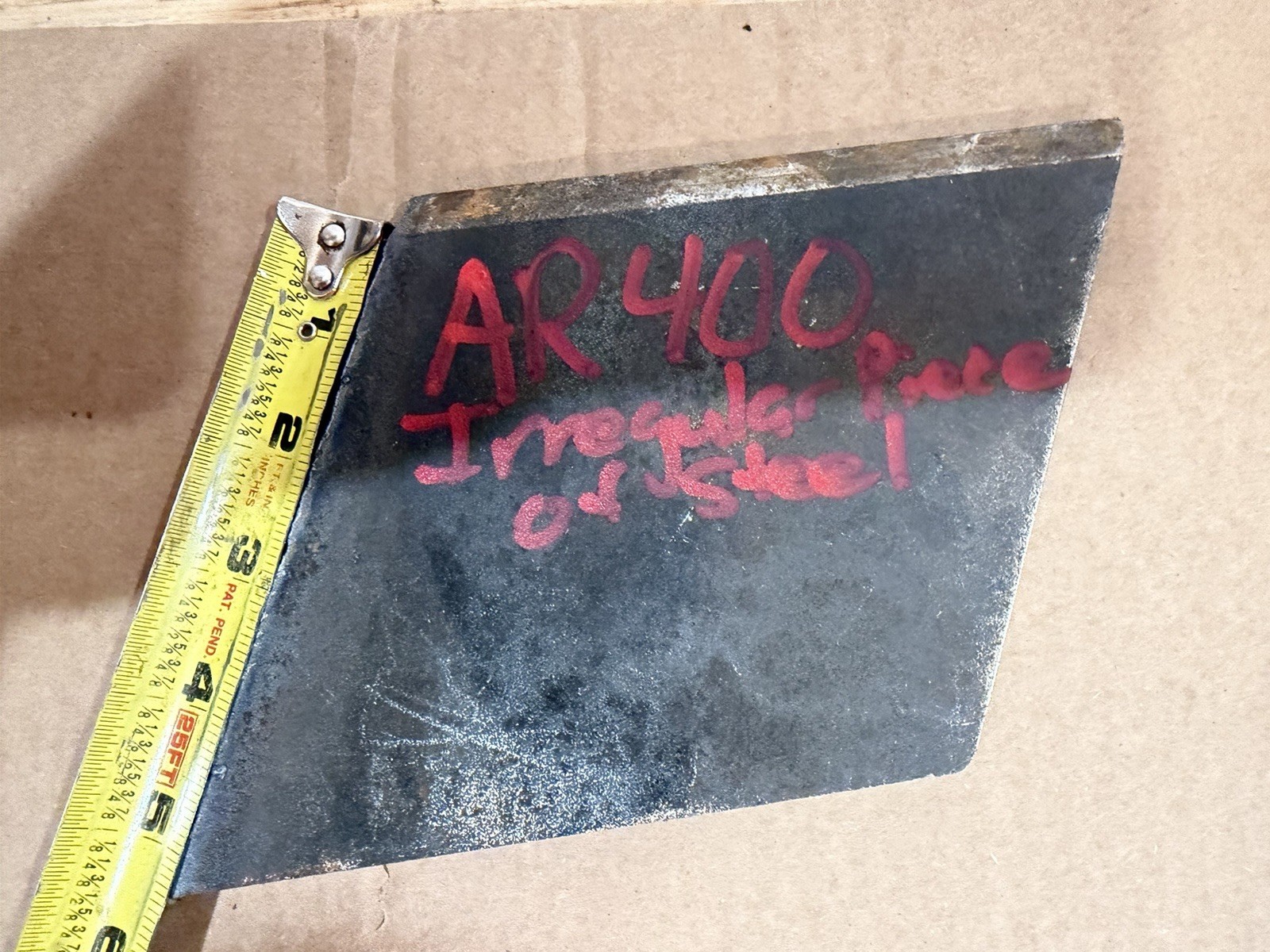 Irregular Piece of Abrasive Resistant Steel Plate – AR400 – 1/2” Thickness