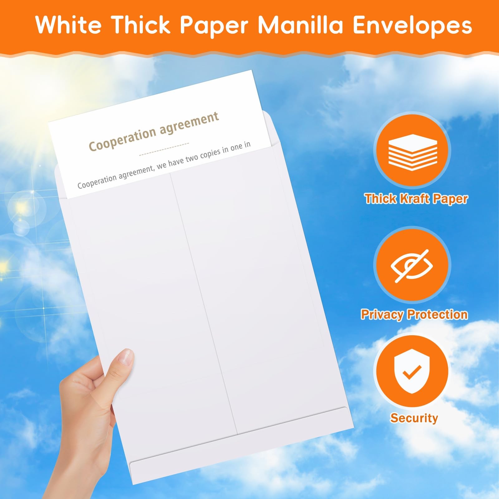 25 Pack Catalog Mailing Envelopes, 9 X 12 Inches Self-Seal White Manilla Envelop