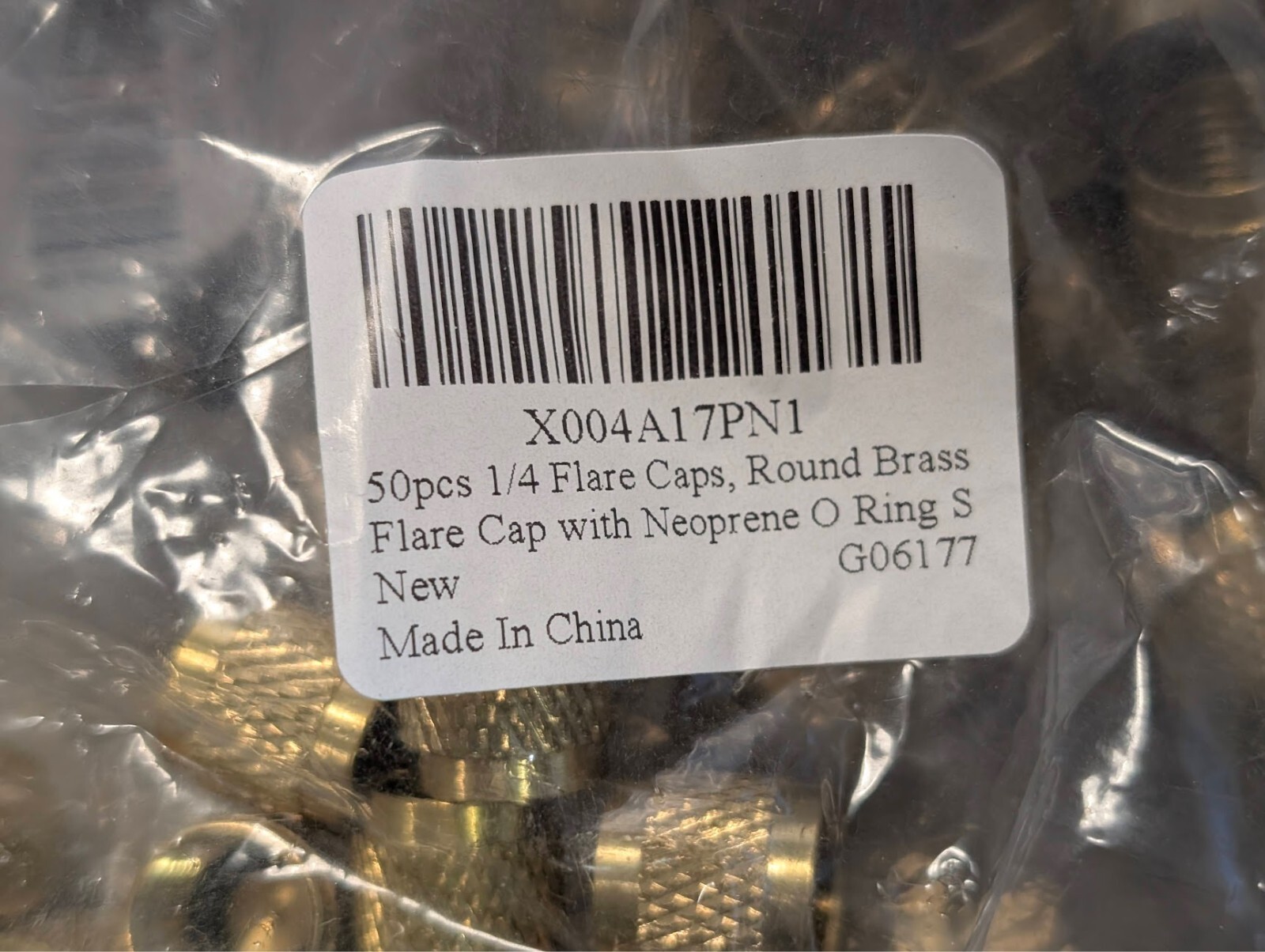 50 Pcs 1/4Inch Brass Flare Solid Brass Caps with O Seal 7/16-20UNF Thread NEW US