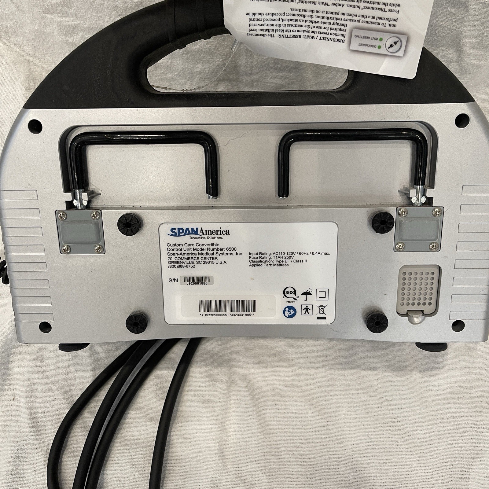 Span America 6500 Custom Care Convertible Mattress Control Unit UNTESTED