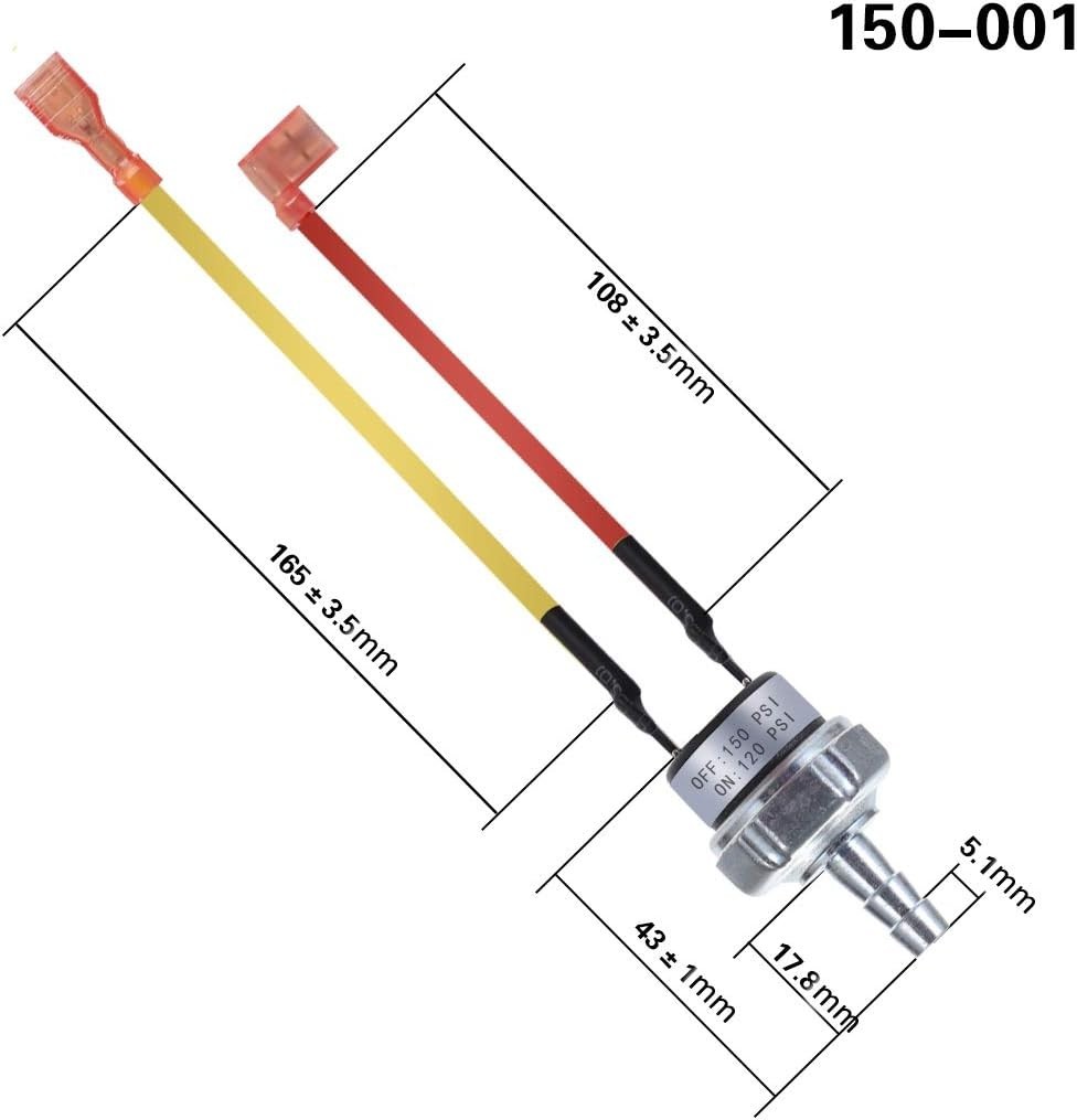 Air Pressure Switch 120/150 PSI for Compressor 120V AC Copper Steel Contact