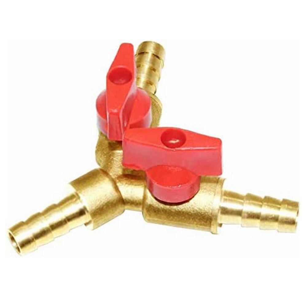 3/8″ Hose Barb Y shape 3 way Union Split Brass Shut off Ball Valve Fitting N889