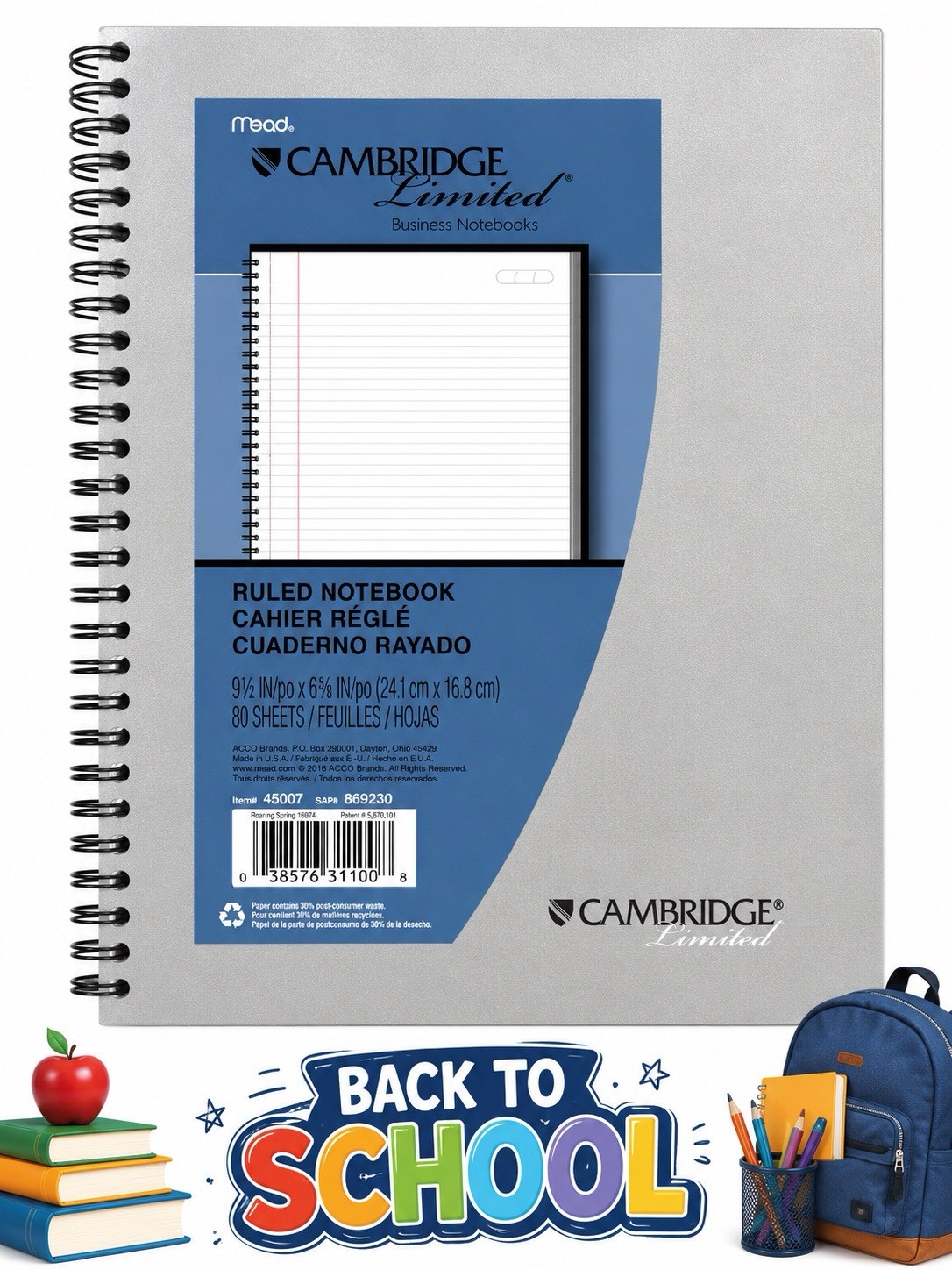 3 Pack Mead Cambridge Limited Business Notebook 80 Sheets Ruled Spiral 9.5×6.5