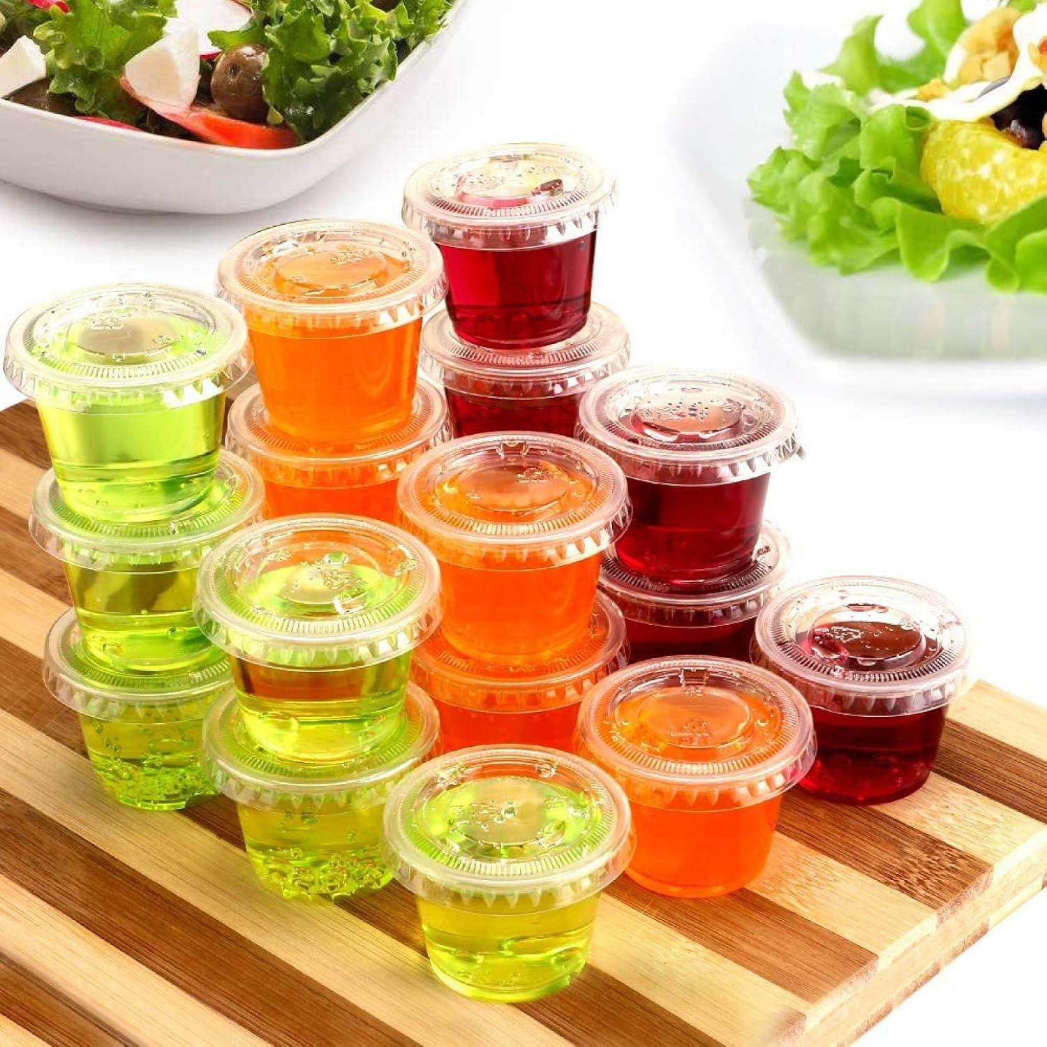 200 Sets – 1 Ounce Jello Shot Cups with Lids, Plastic Souffle Portion Cups with