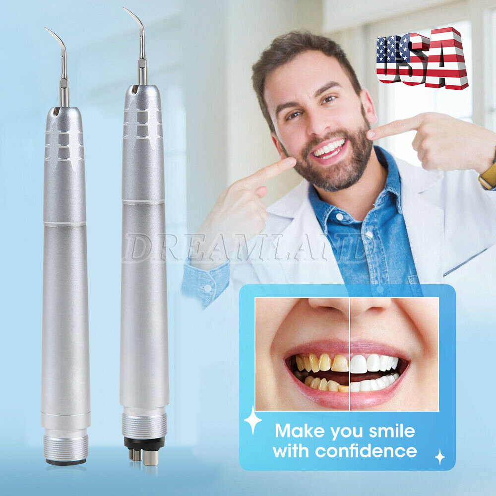 Dental Ultrasonic Air Scaler Handpiece Sonic 2/4 Hole+3 Tips Fit for NSK Scaler