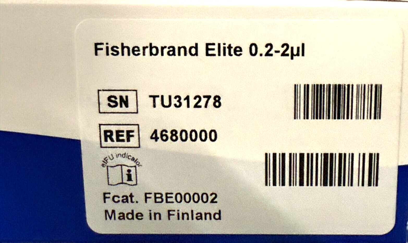 Fisherbrand Elite FBE00002 0.2-2μL Adjustable Volume Laboratory Pipette 4680000