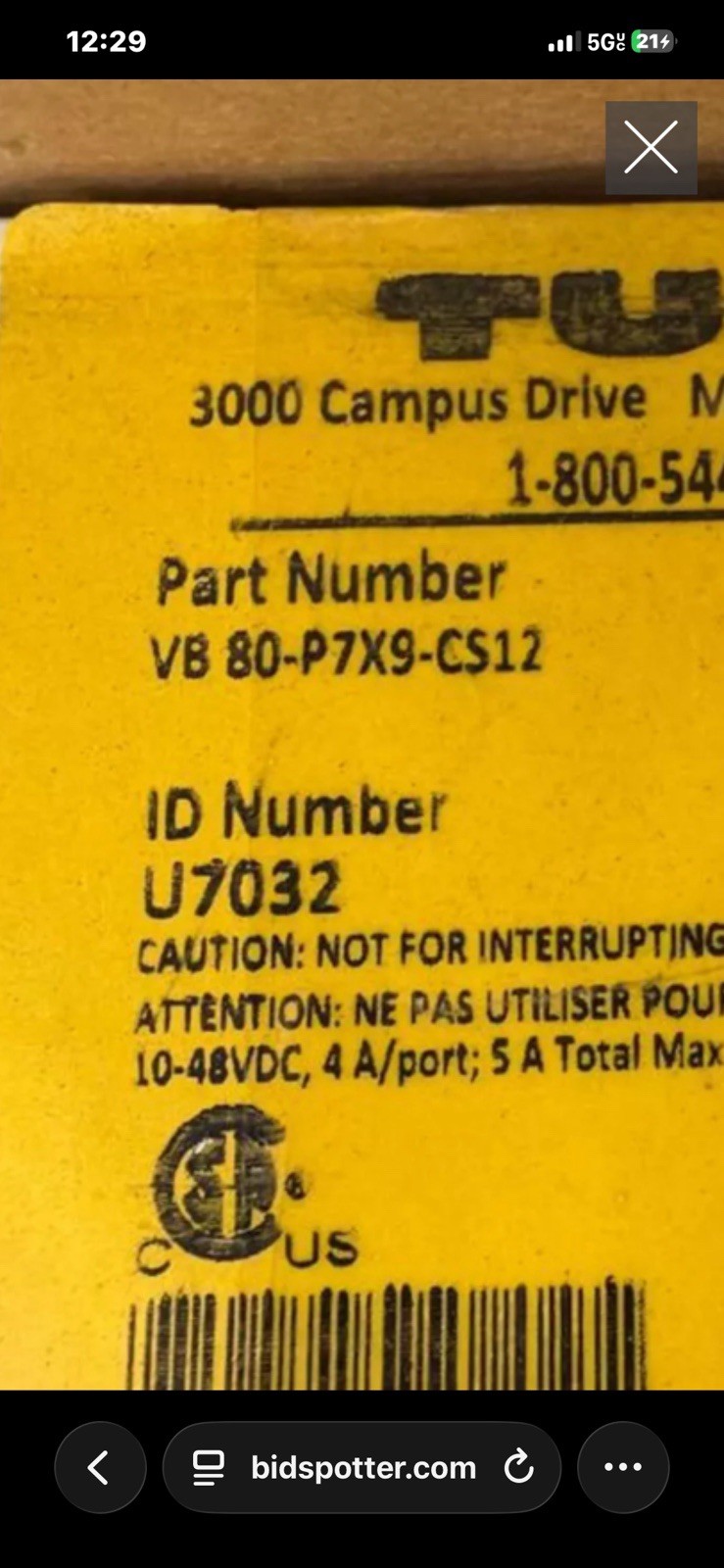 TURCK VB 80-P7X9-CS12 / VB80P7X9CS12 With 12-PIN M23 CABLE SE-4-017-GR02 New