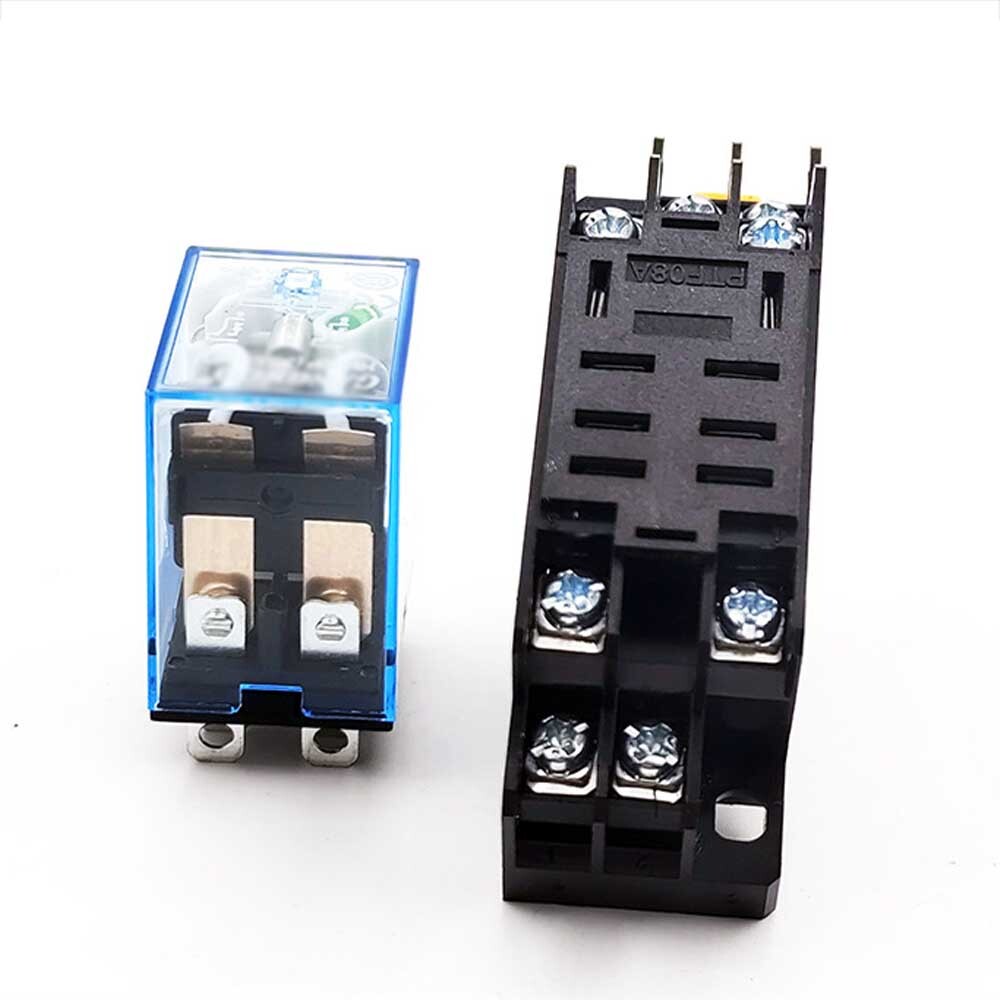 10pcs 12/24/110/220V AC/DC Coil Power Relay LY2NJ DPDT 8Pin HH62P JQX-13F w/Base