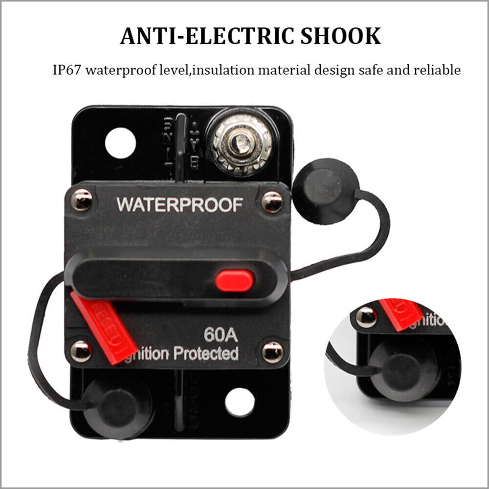 Waterproof Car Circuit Breaker Fuse Reset 30-300 Amp 12V-48V DC Car Boat Auto