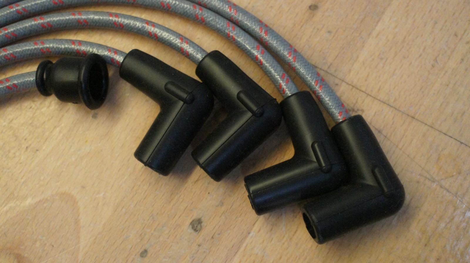 IH Gray & Red Farmall Cub Tractor Cloth Covered Copper Spark Plug Wire Set