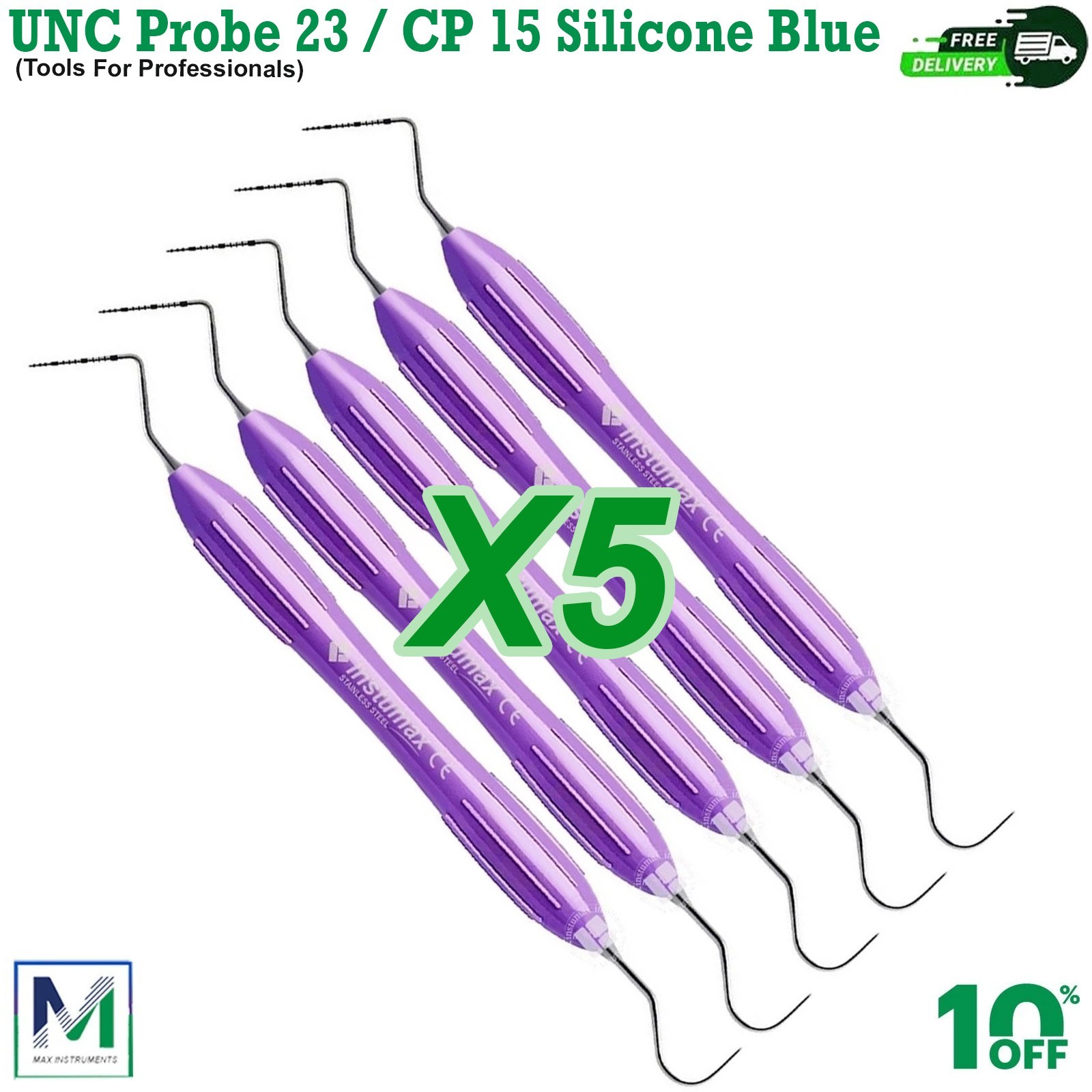 Dental Perio Explorer 23 Probe UNC 15 Silicone Handle Color Marking Double Ended